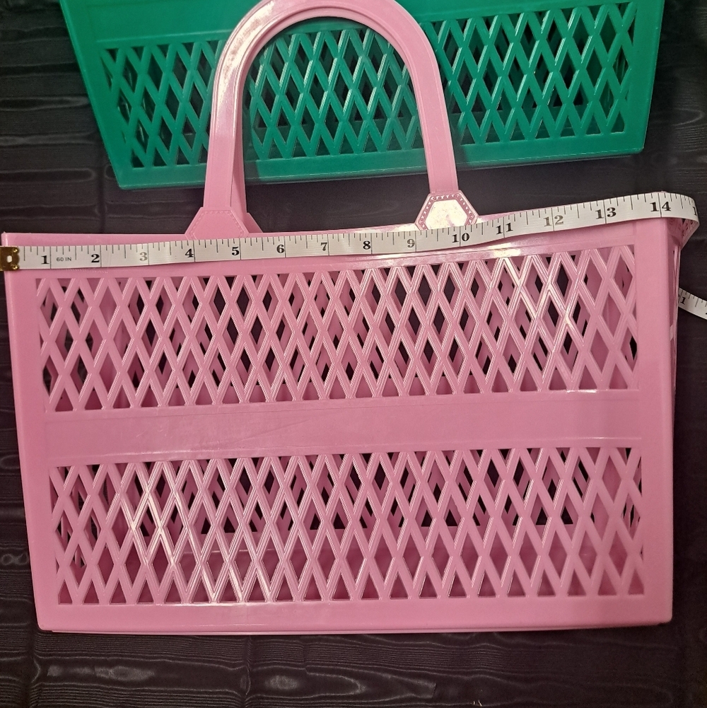 Ashland Pink and Green Mesh Tote Set - Picture 8 of 10